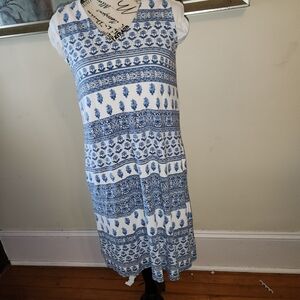 J. Jill Blue and White Midi Dress